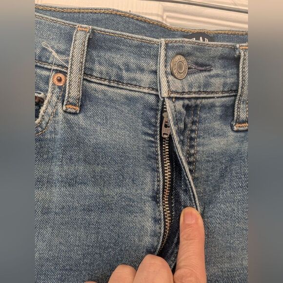 GAP High Rise Selvedge Cigarette Jeans Denim Dark Indigo Distress Size 8/29 Tall - Picture 8 of 10